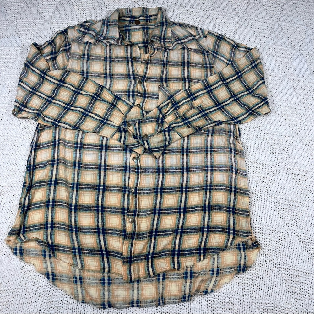 Free People Grunge Plaid Ombr Top